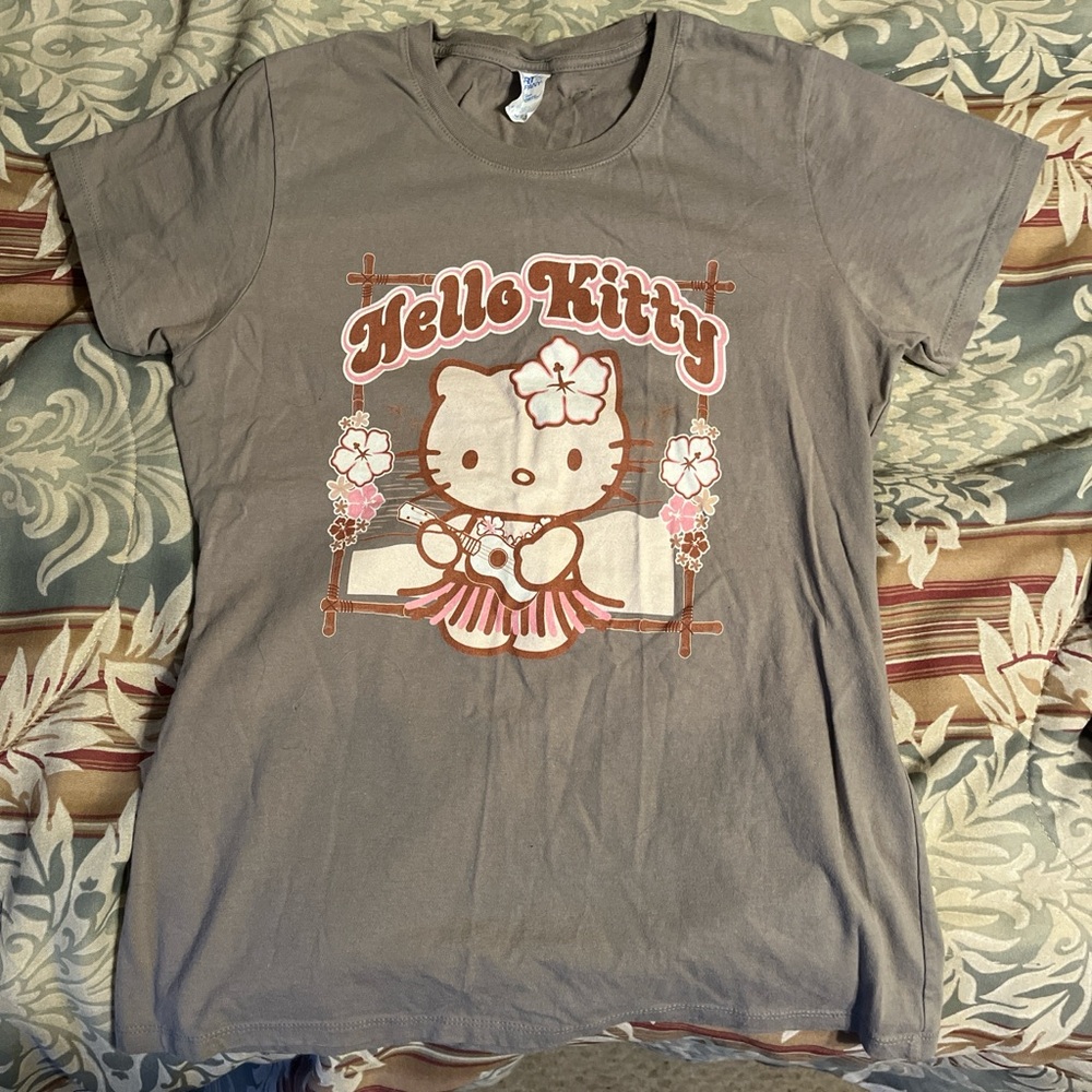 Hello Kitty Charcoal T-Shirt with Floral Design